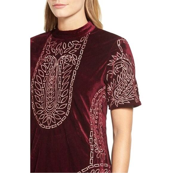 NWOT KAS New York Lilly Velvet Embroidered Boho Shift Dress Size Large - Picture 2 of 5